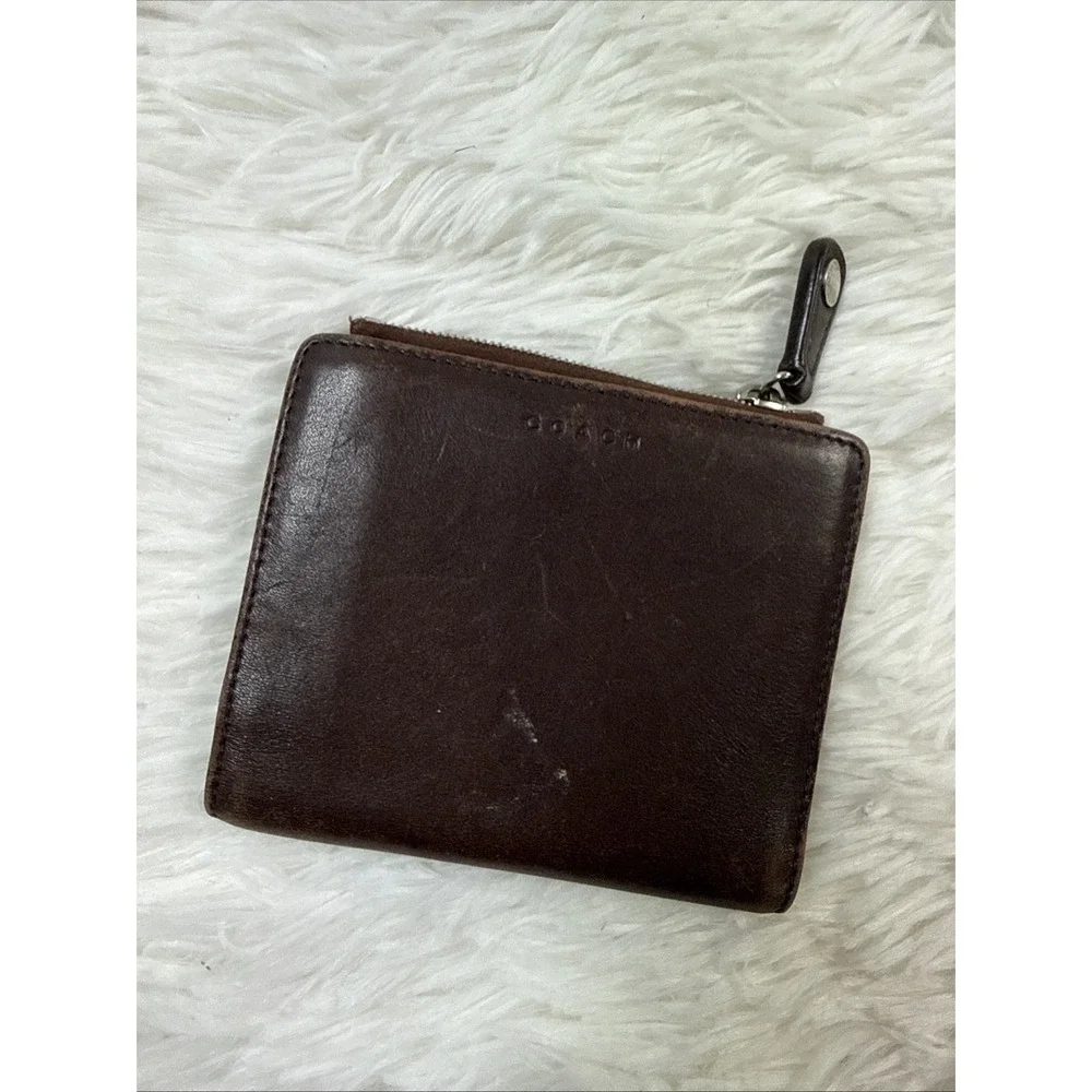 Vintage Coach Brown Glove Tanned Leather Zip Around Bifold Wallet - Picture 1 of 8